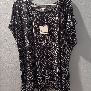 Jules & Leopold Black and White Patterned Tunic Top